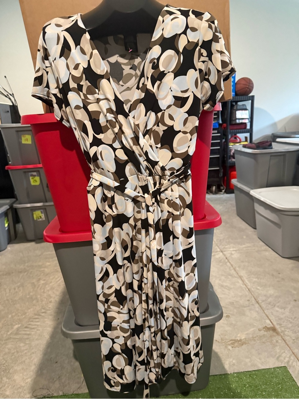 Women's Black & White Print Wrap Dress